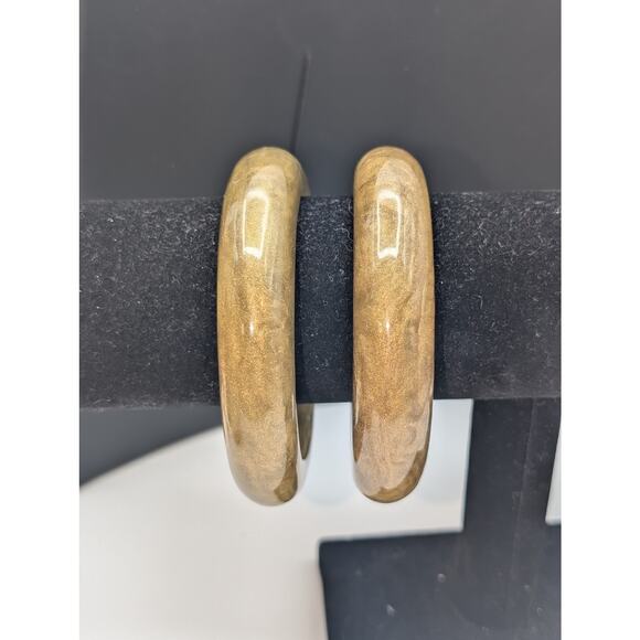 VTG Set of 2 Golden Shimmer Marbled Heavy (Nice Clank) Lucite Bangle Bracelets - Picture 9 of 9